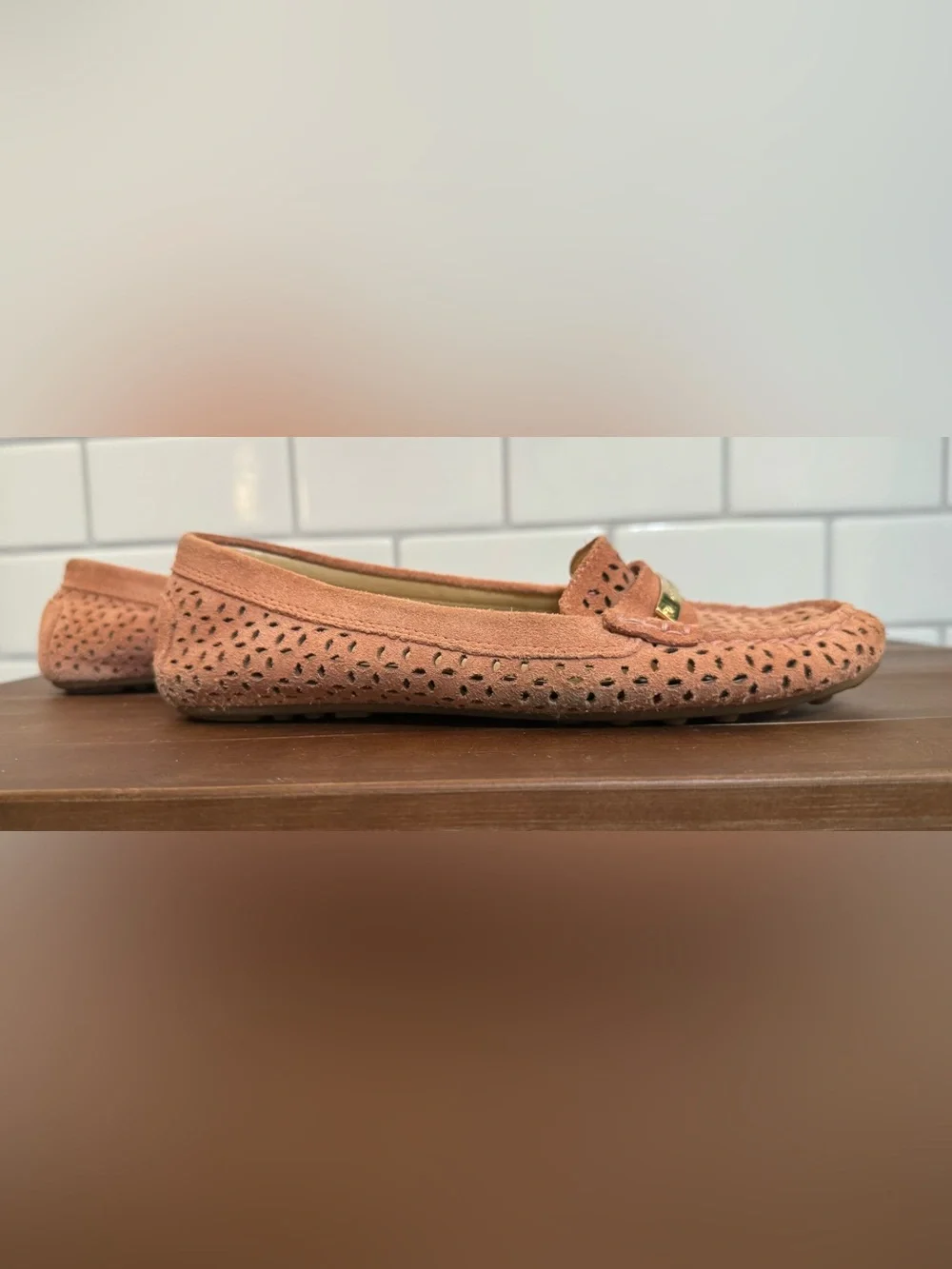 Michael Kors Dusty Rose Suede Perforated Loafers